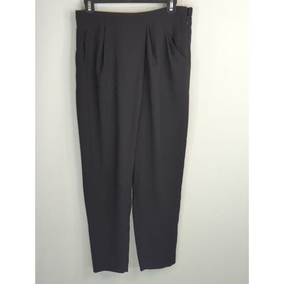 Zara Black Trouser Pants Women's Medium Pleated High Waisted Corpcore Career - Picture 1 of 12